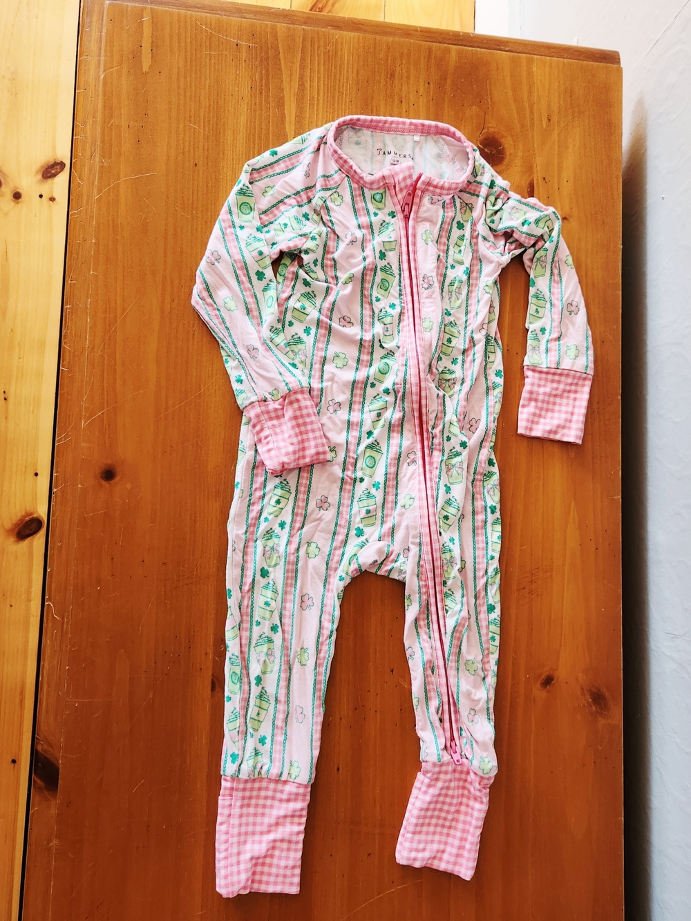 In My Jammers 12-18m Bamboo Clover Milkshake One-Piece